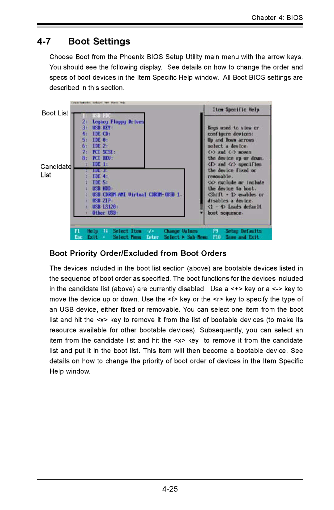 SUPER MICRO Computer C2SBE, C2SBA+II user manual Boot Settings, Boot Priority Order/Excluded from Boot Orders 