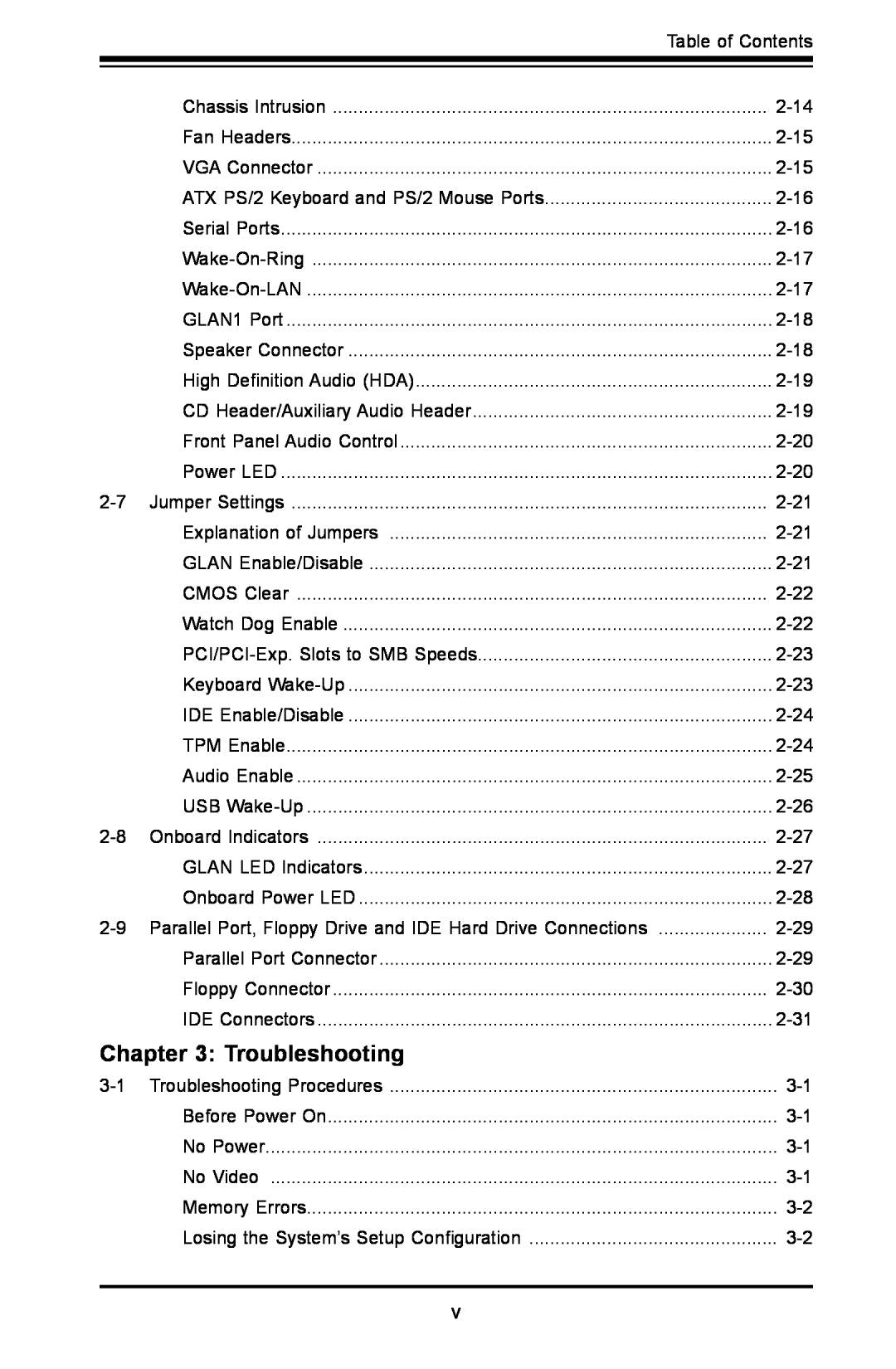 SUPER MICRO Computer C2SBE, C2SBA+II user manual Troubleshooting, Table of Contents 