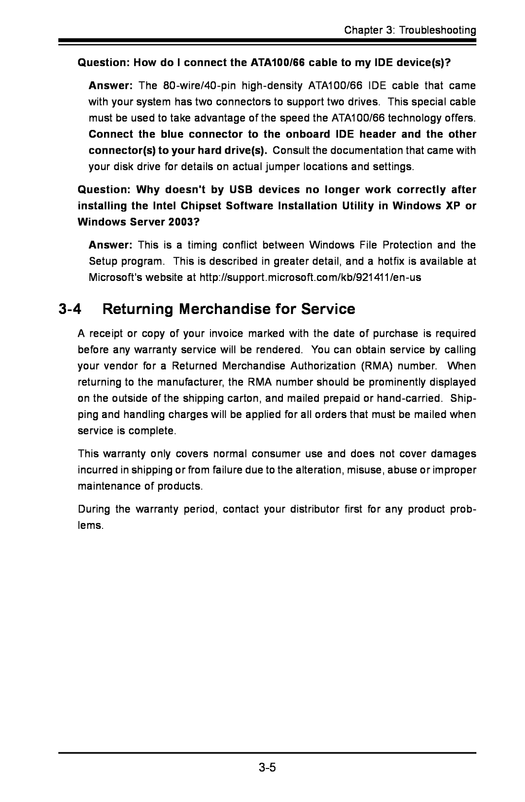 SUPER MICRO Computer C2SBE, C2SBA+II user manual Returning Merchandise for Service 