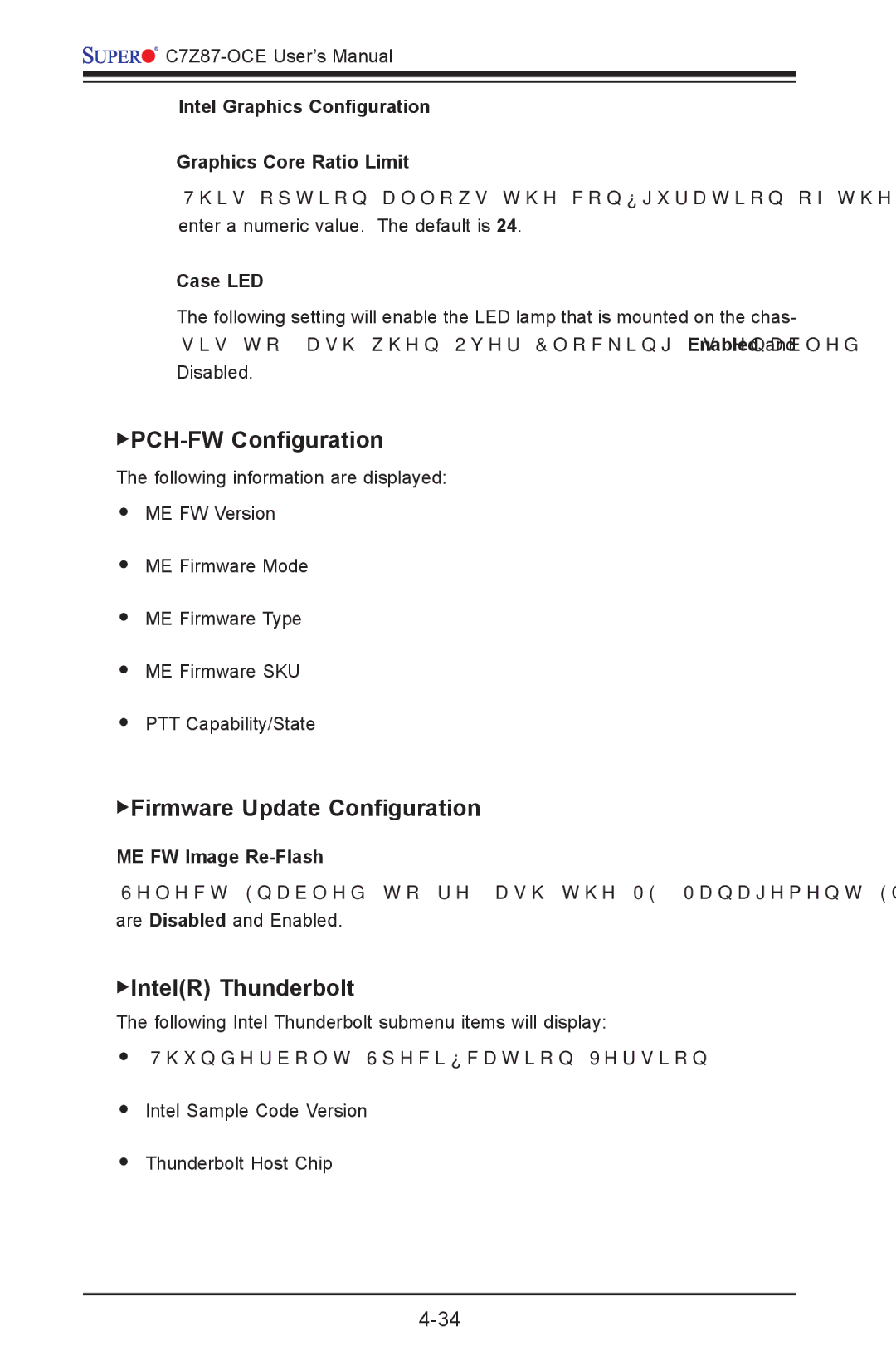 SUPER MICRO Computer C7Z87-OCE PCH-FW Configuration, Firmware Update Configuration, IntelR Thunderbolt, Case LED 