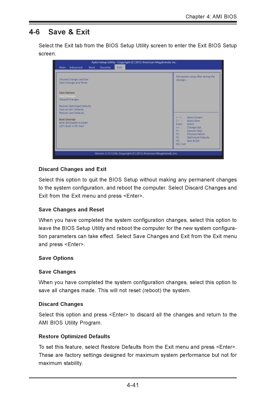 SUPER MICRO Computer C7Z87-OCE user manual Save & Exit 