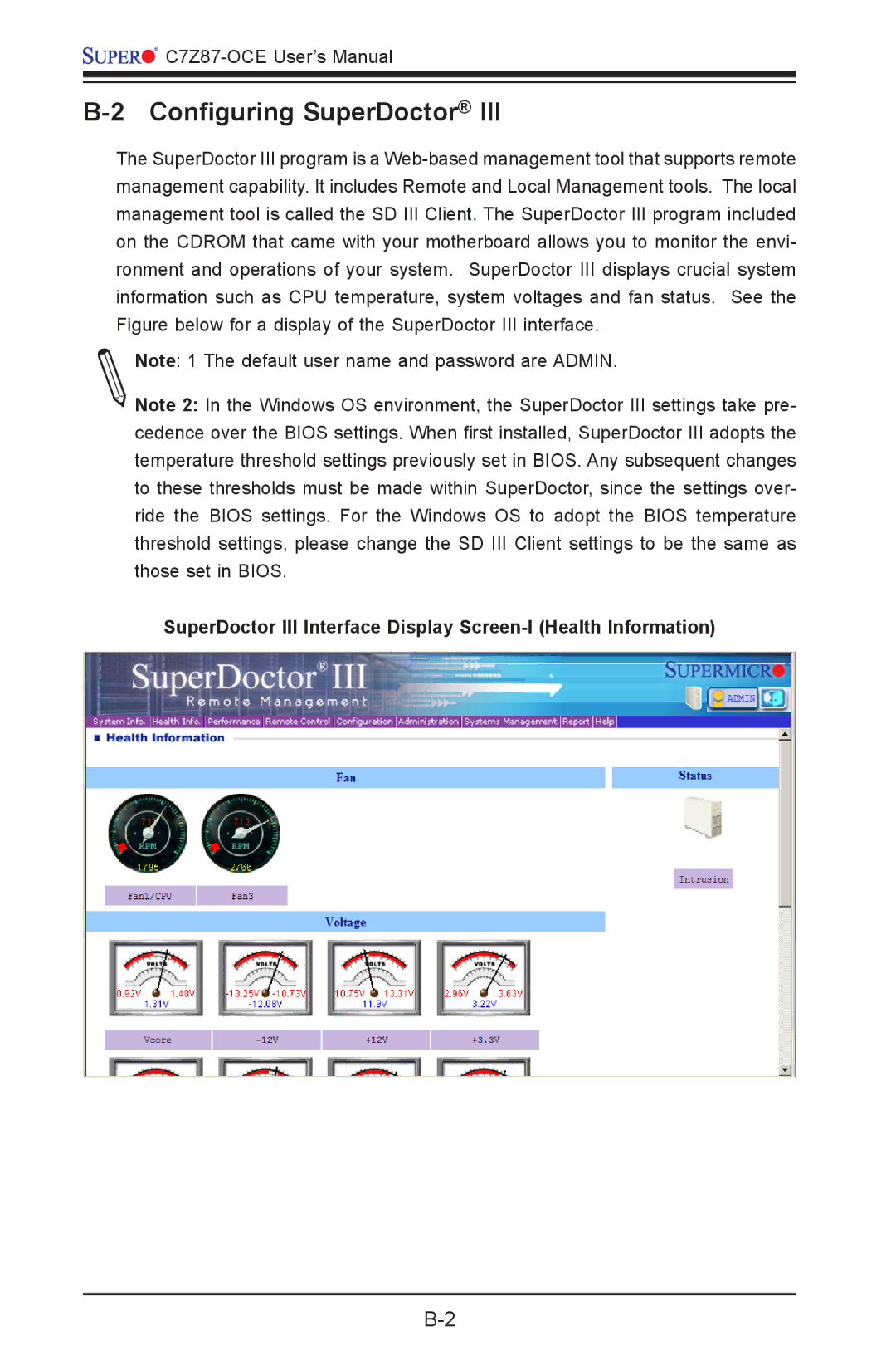 SUPER MICRO Computer C7Z87-OCE user manual Configuring SuperDoctor 