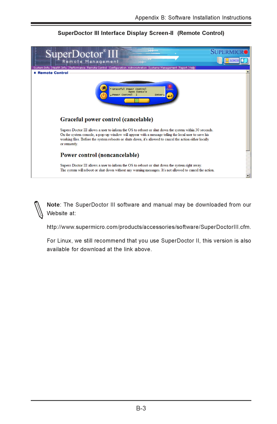 SUPER MICRO Computer C7Z87-OCE user manual SuperDoctor III Interface Display Screen-II Remote Control 