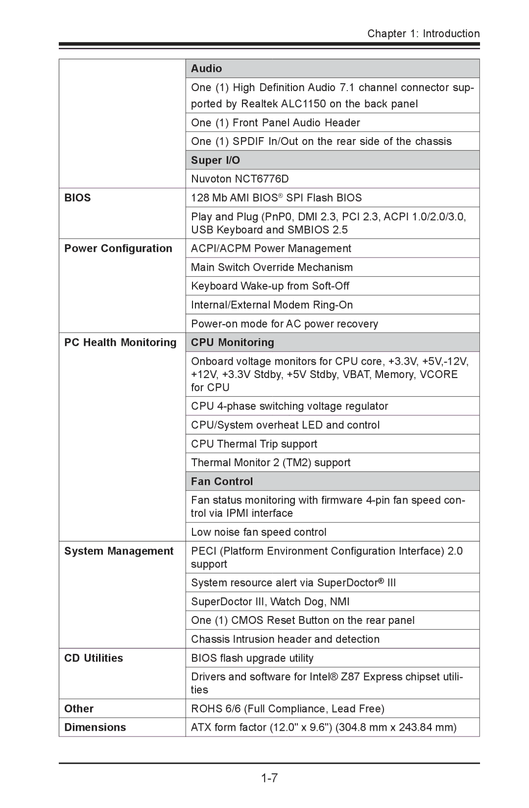 SUPER MICRO Computer C7Z87-OCE user manual Bios 