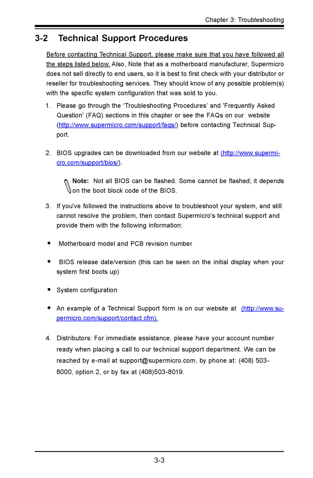 SUPER MICRO Computer C7Z87-OCE user manual Technical Support Procedures 