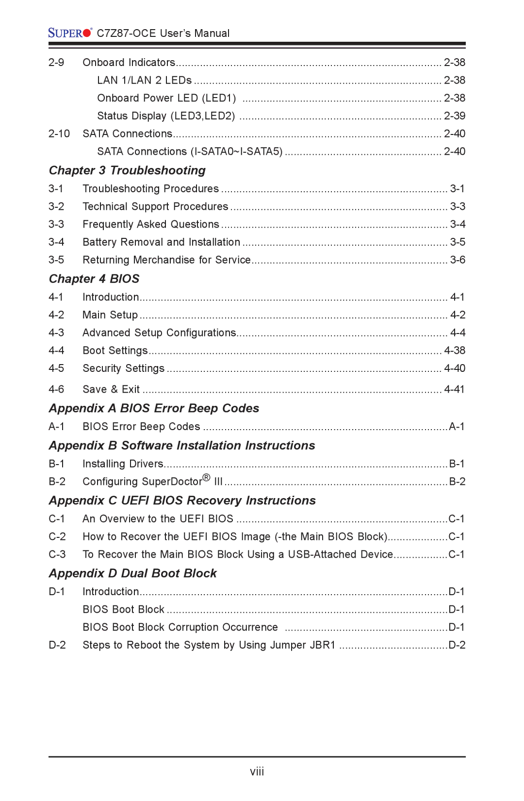 SUPER MICRO Computer C7Z87-OCE user manual Appendix a Bios Error Beep Codes 