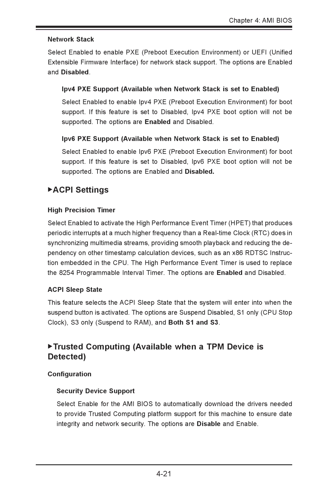 SUPER MICRO Computer C7Z87-OCE user manual ACPI Settings, Trusted Computing Available when a TPM Device is Detected 