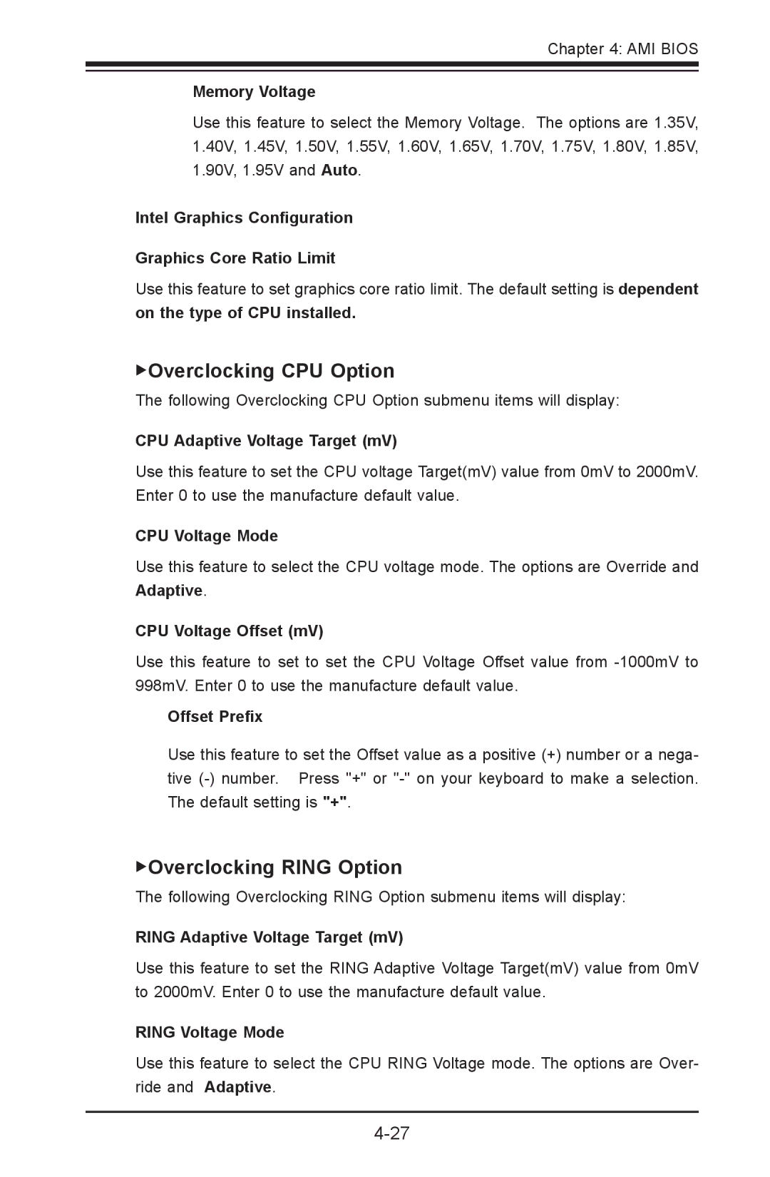 SUPER MICRO Computer C7Z87-OCE user manual Overclocking CPU Option, Overclocking Ring Option 