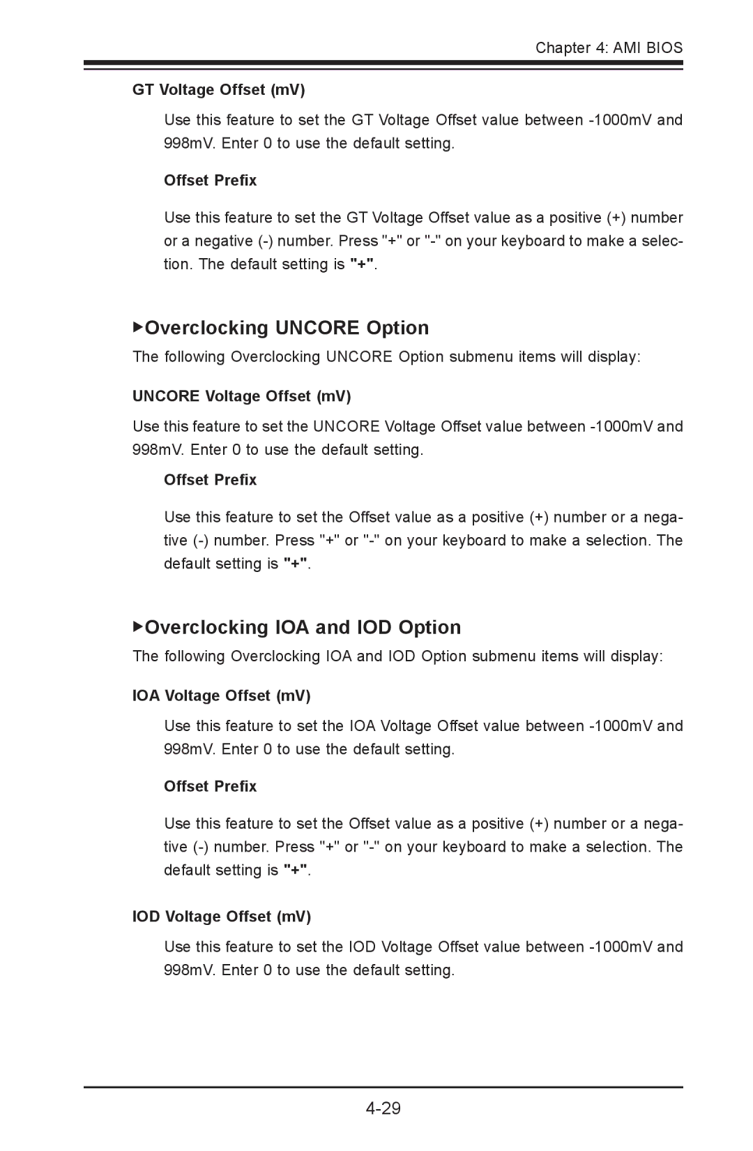 SUPER MICRO Computer C7Z87-OCE user manual Overclocking Uncore Option, Overclocking IOA and IOD Option 