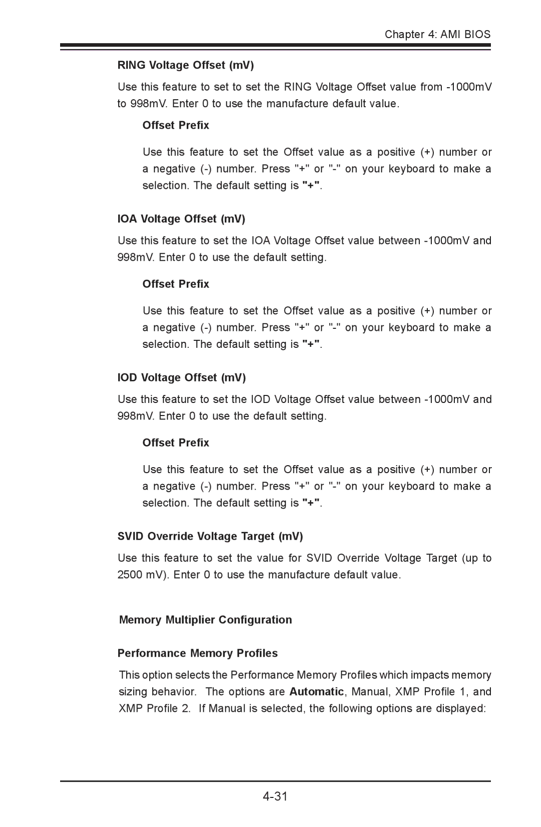 SUPER MICRO Computer C7Z87-OCE user manual Ring Voltage Offset mV 