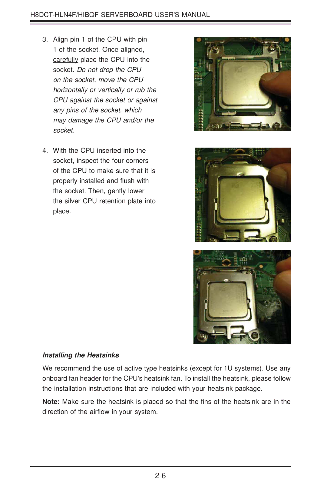 SUPER MICRO Computer H8DCT-HLN4F user manual Installing the Heatsinks 