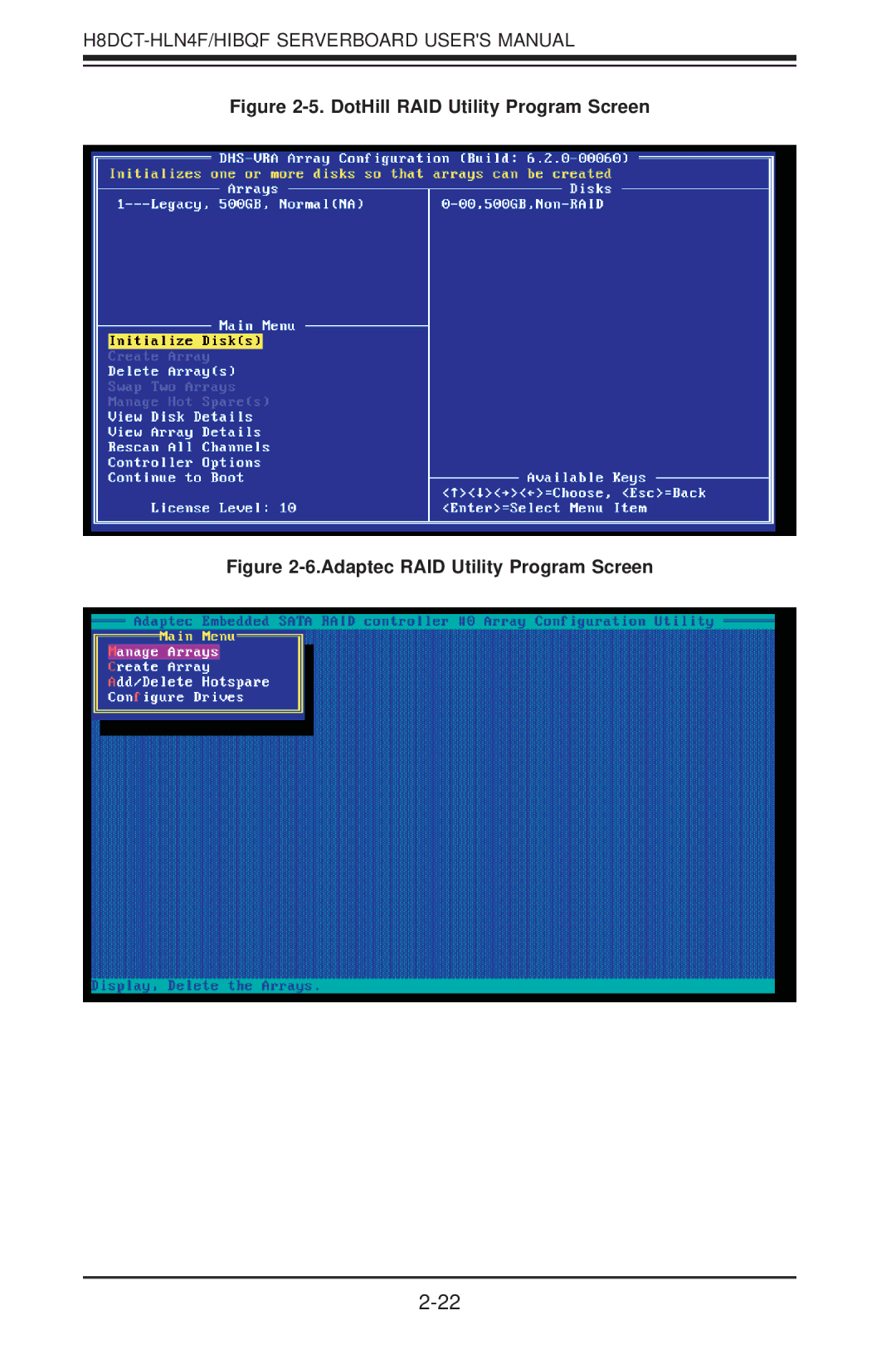 SUPER MICRO Computer H8DCT-HLN4F user manual DotHill RAID Utility Program Screen 