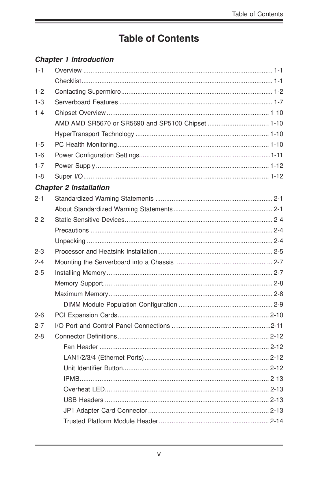 SUPER MICRO Computer H8DCT-HLN4F user manual Table of Contents 