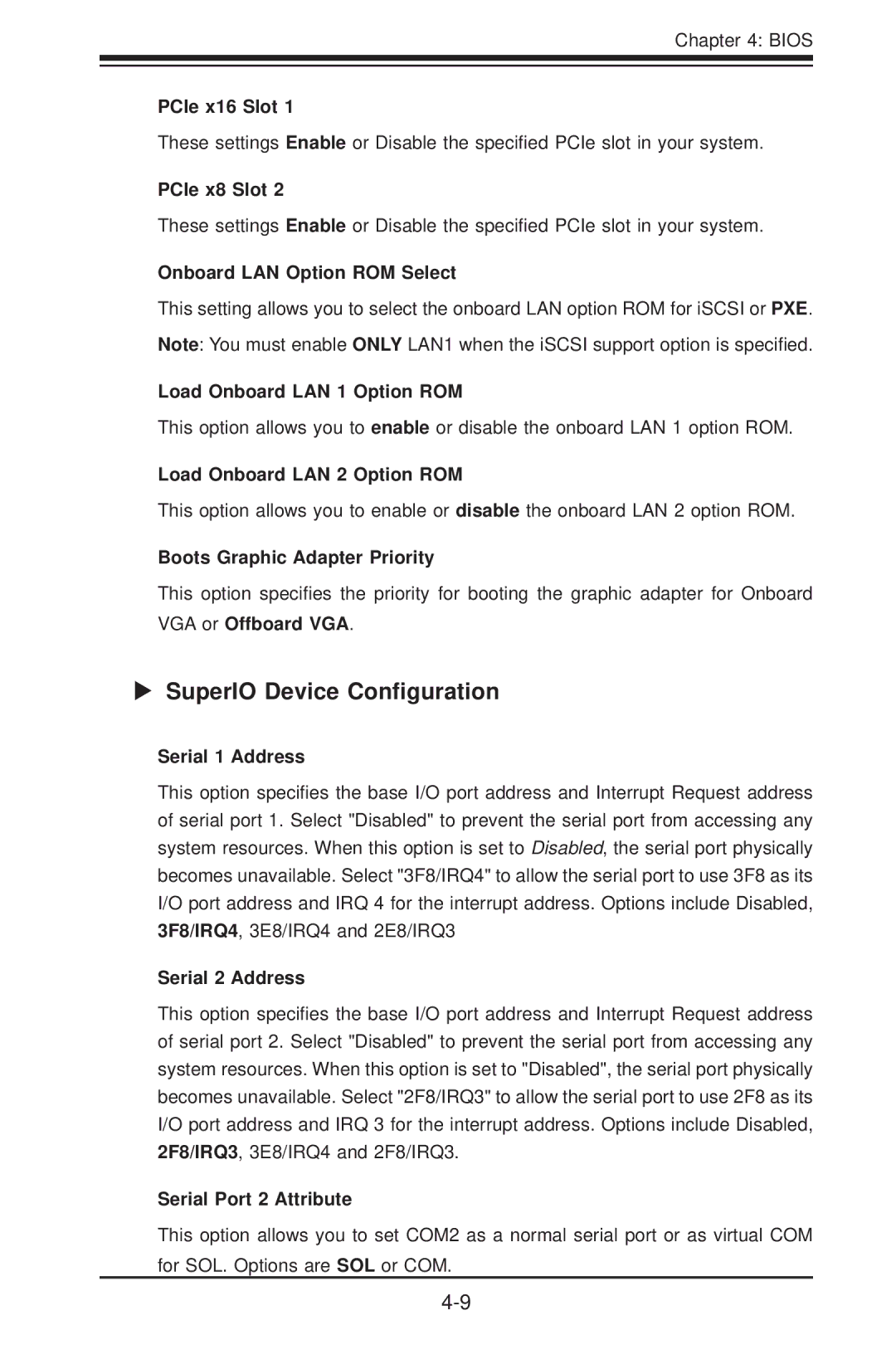 SUPER MICRO Computer H8DCT-HLN4F user manual  SuperIO Device Conﬁguration 