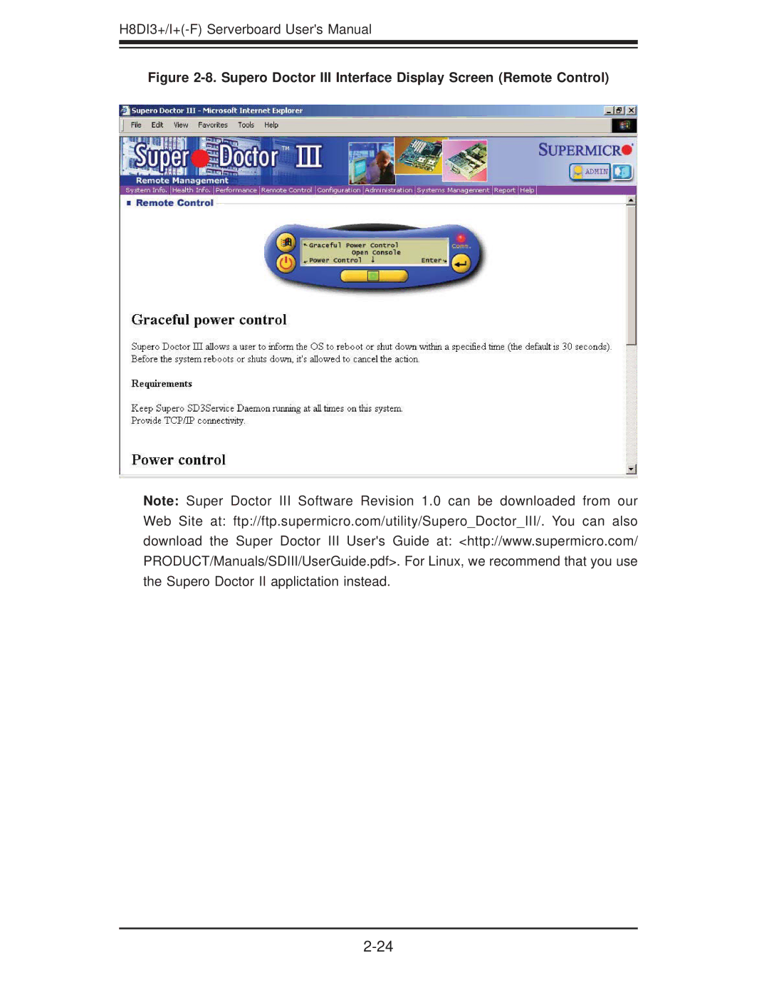 SUPER MICRO Computer H8DI3+-F, H8DII+-F user manual Supero Doctor III Interface Display Screen Remote Control 