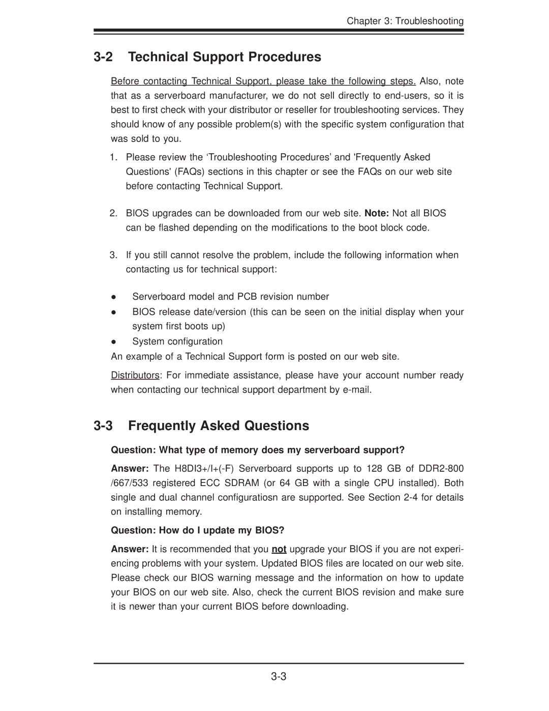 SUPER MICRO Computer H8DII+ Technical Support Procedures, Frequently Asked Questions, Question How do I update my BIOS? 