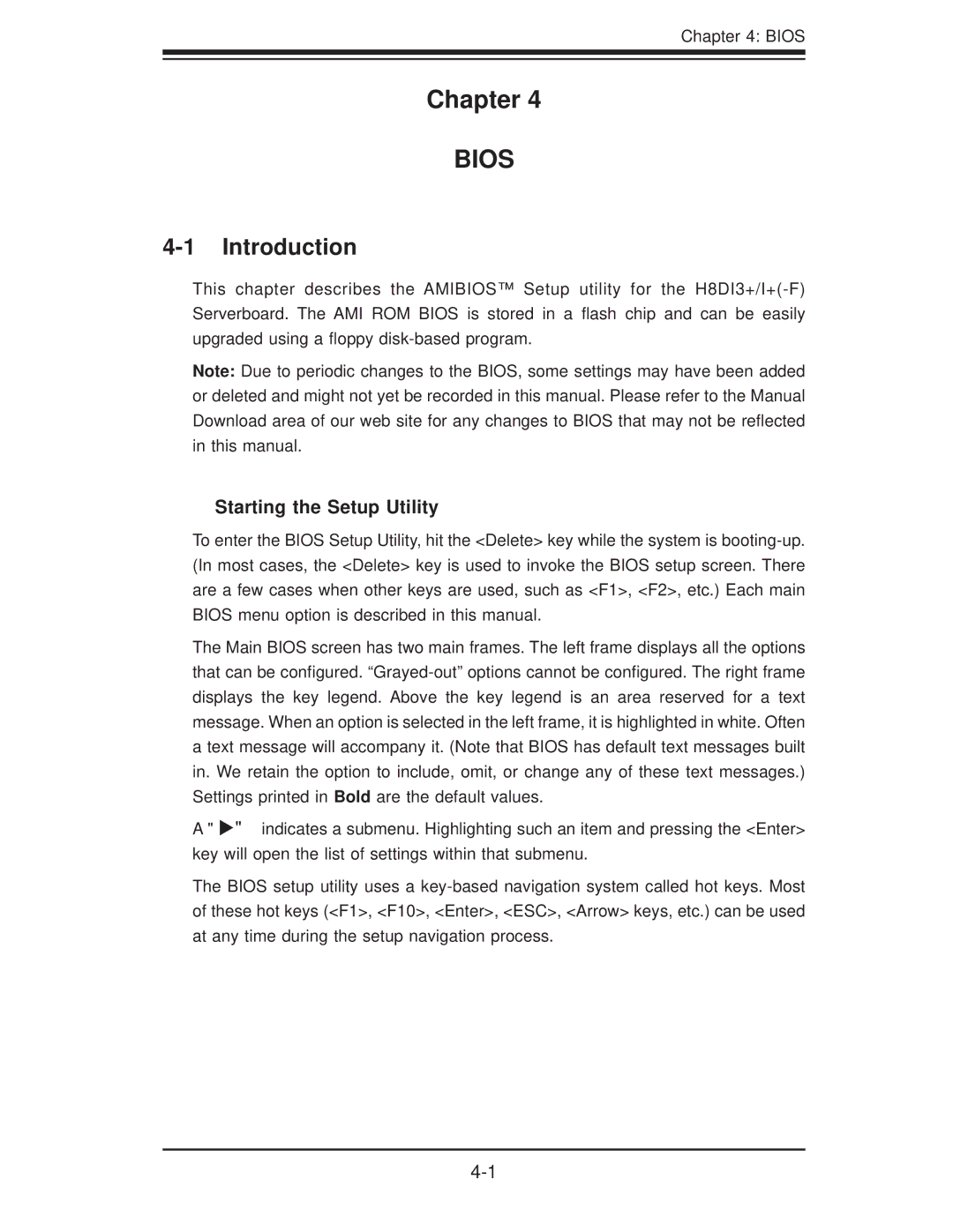 SUPER MICRO Computer H8DII+-F, H8DI3+-F user manual Introduction, Starting the Setup Utility 