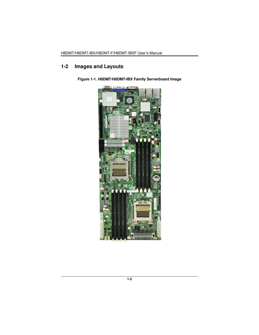 SUPER MICRO Computer user manual Images and Layouts, H8DMT/H8DMT-IBX Family Serverboard Image 