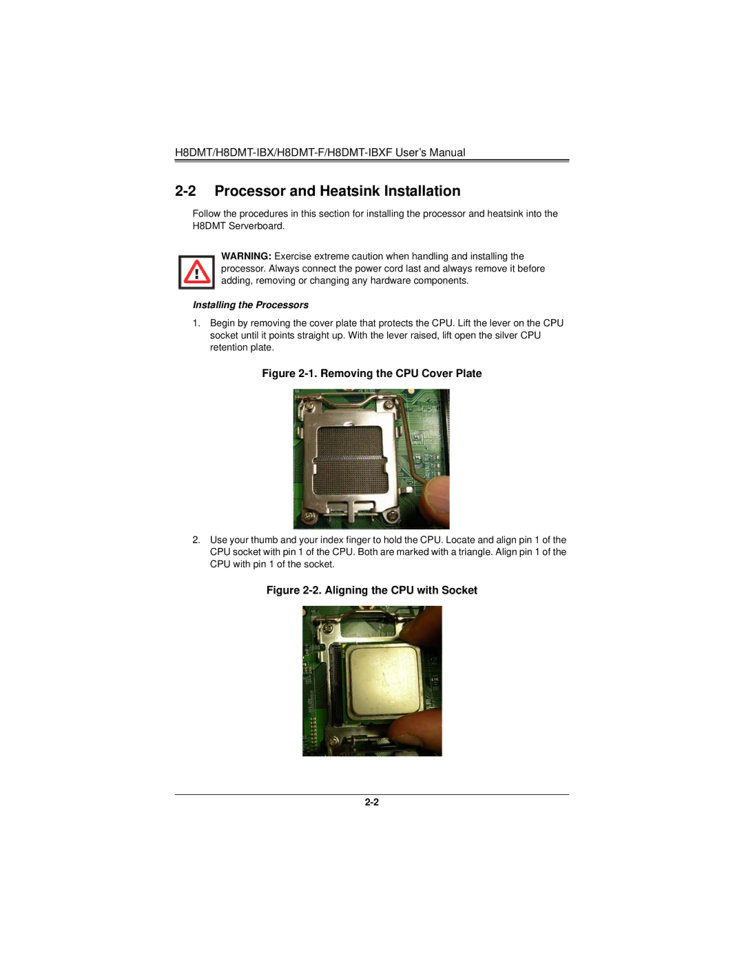 SUPER MICRO Computer H8DMT user manual Processor and Heatsink Installation, Removing the CPU Cover Plate 