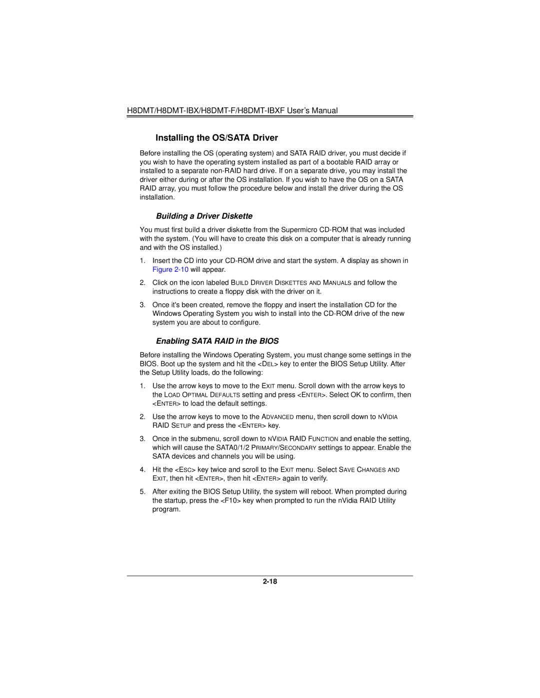 SUPER MICRO Computer H8DMT user manual Installing the OS/SATA Driver, Building a Driver Diskette 