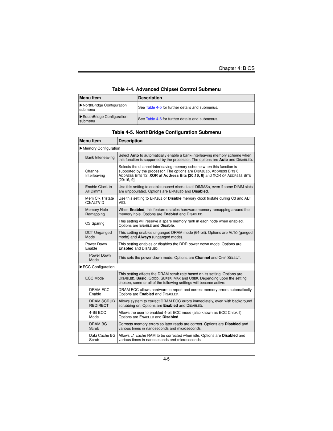 SUPER MICRO Computer H8DMT user manual Advanced Chipset Control Submenu, NorthBridge Configuration Submenu 