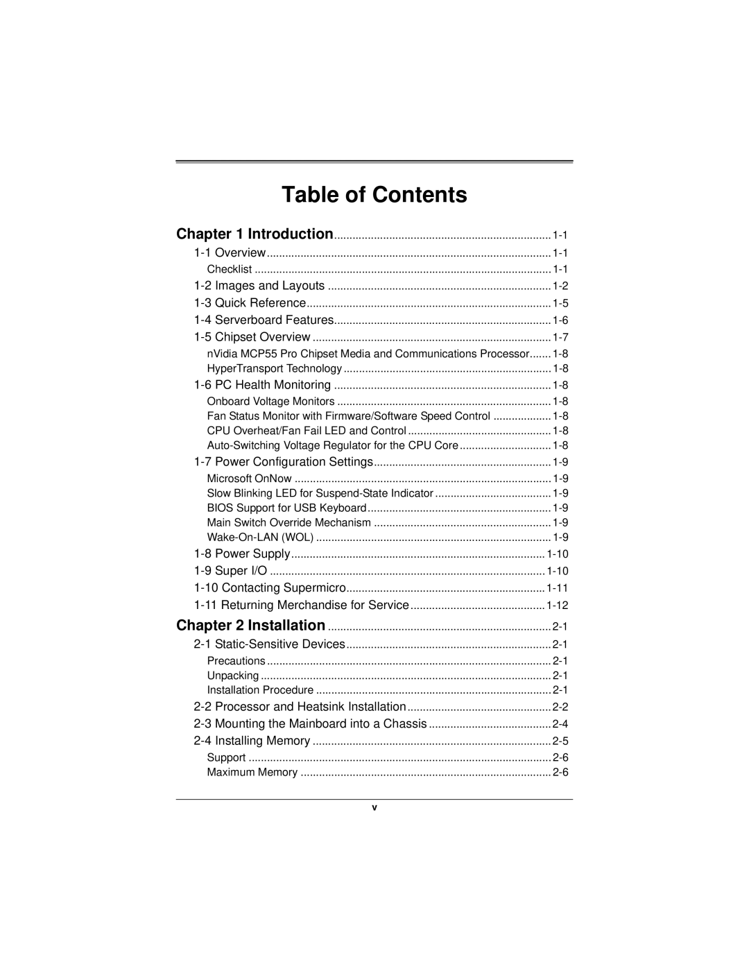 SUPER MICRO Computer H8DMT user manual Table of Contents 