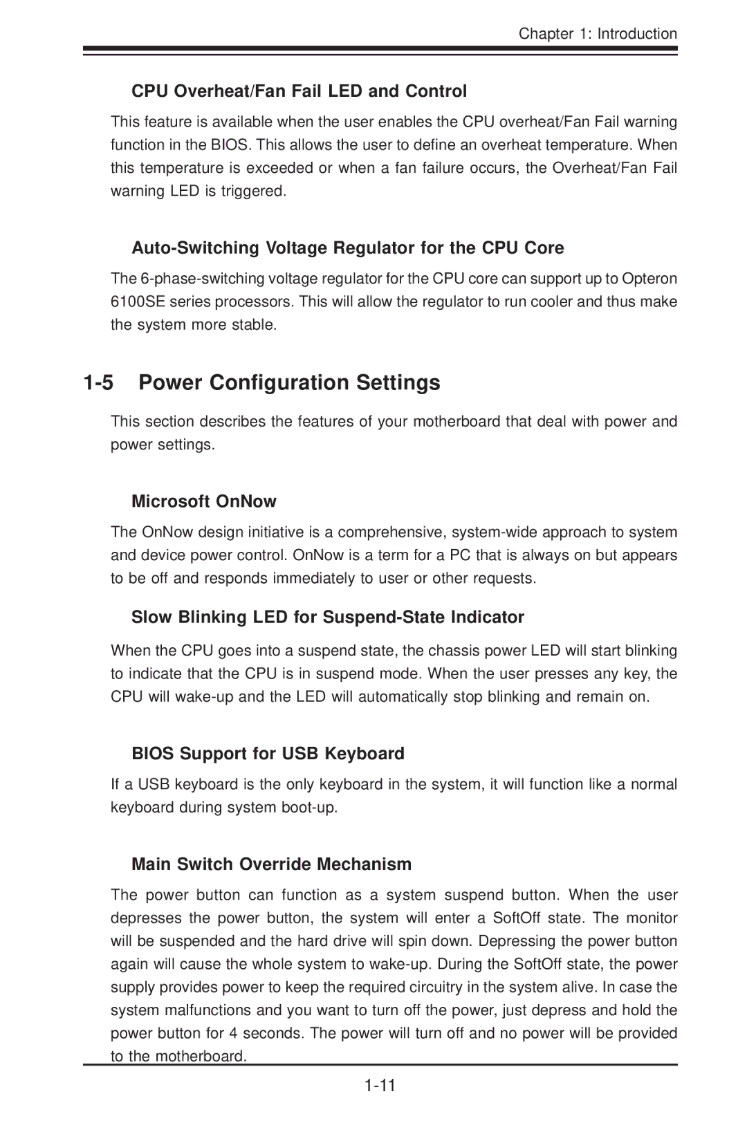 SUPER MICRO Computer H8QG6+-F, H8QGI+-F user manual Power Conﬁguration Settings 