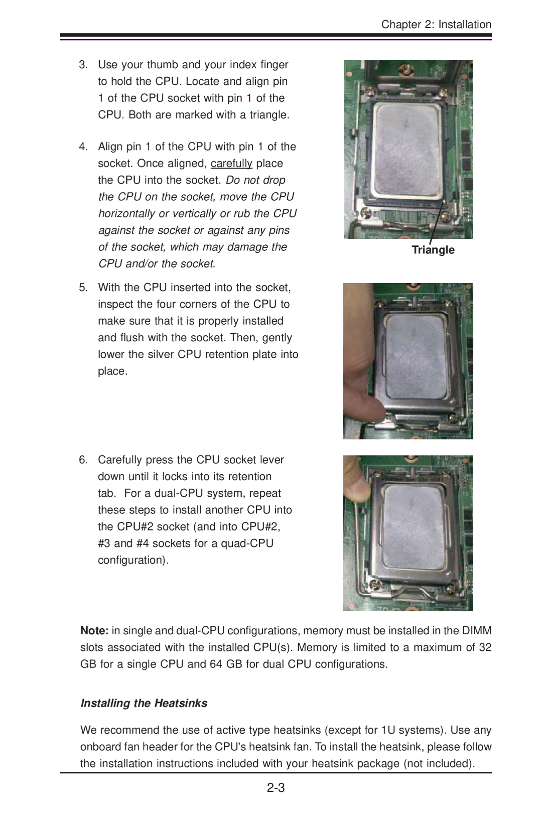 SUPER MICRO Computer H8QG6+-F, H8QGI+-F user manual Installing the Heatsinks 