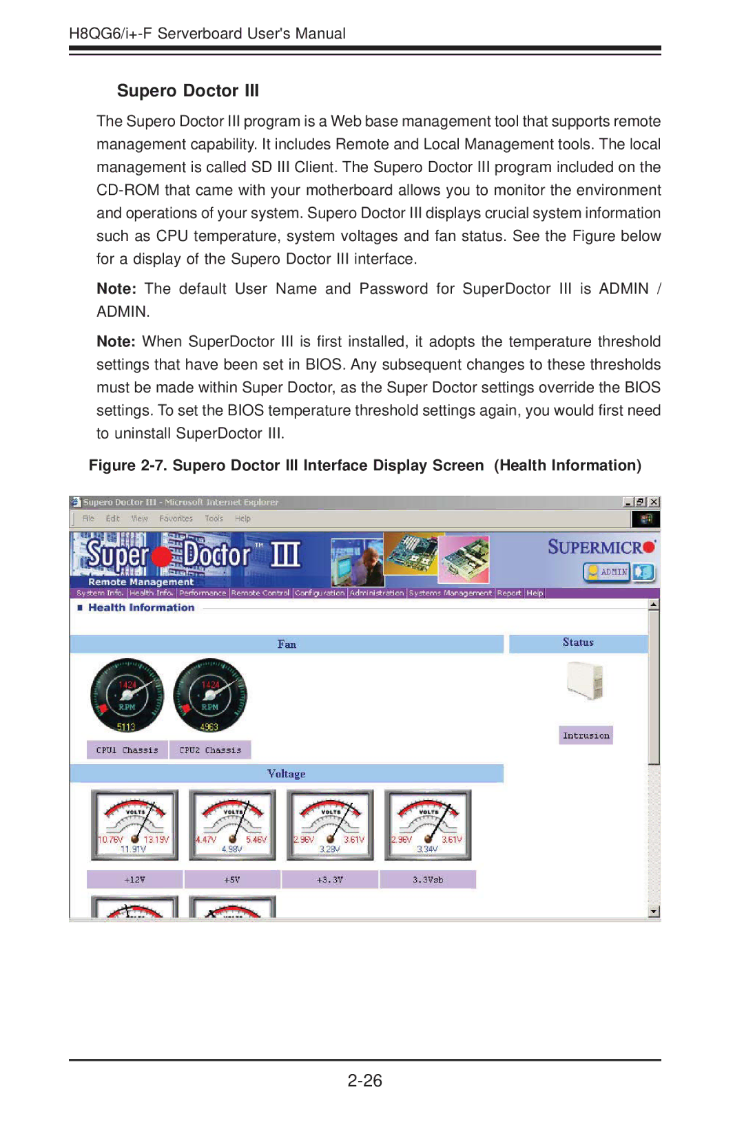 SUPER MICRO Computer H8QGI+-F, H8QG6+-F user manual Supero Doctor 