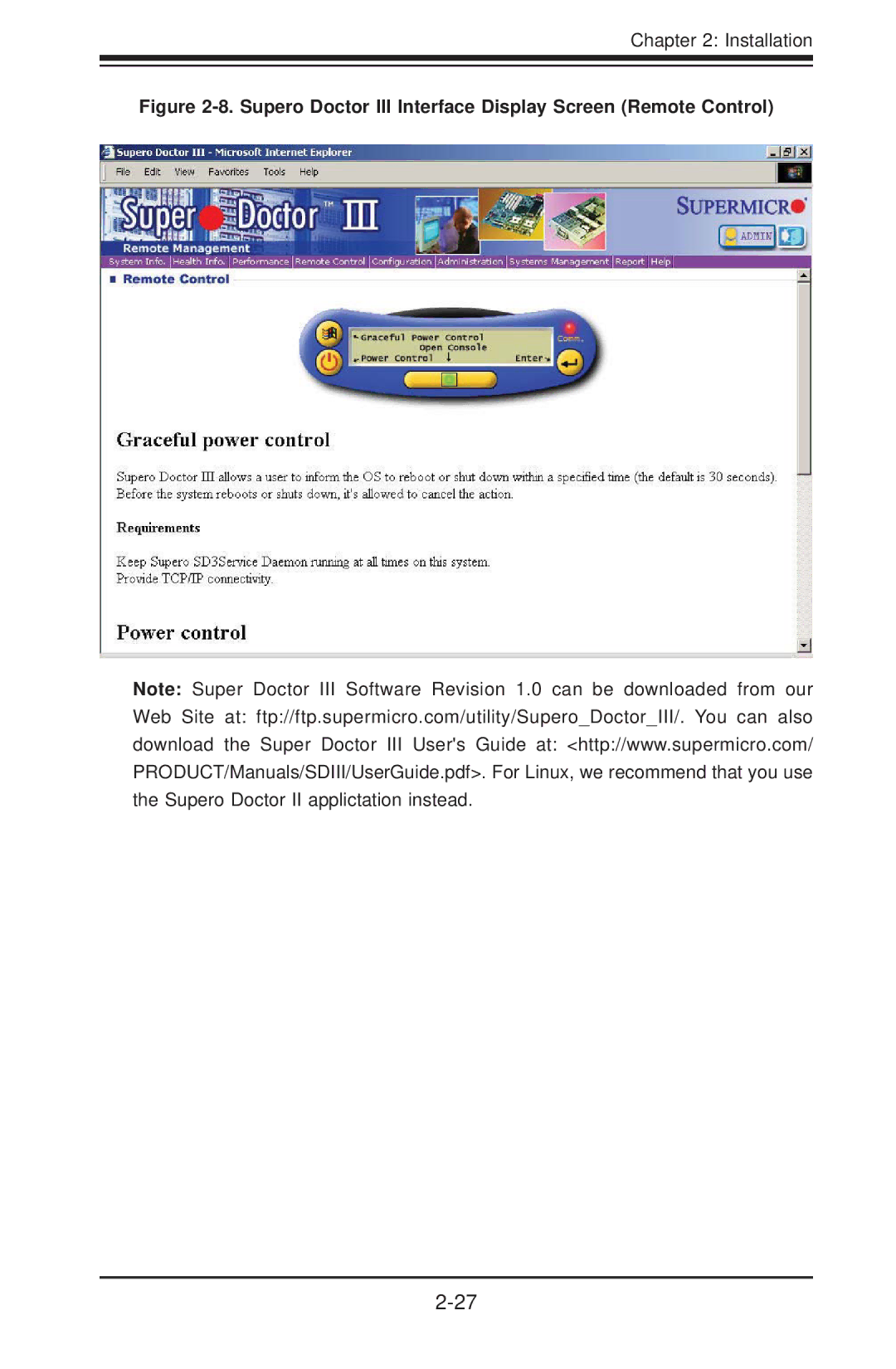 SUPER MICRO Computer H8QG6+-F, H8QGI+-F user manual Supero Doctor III Interface Display Screen Remote Control 