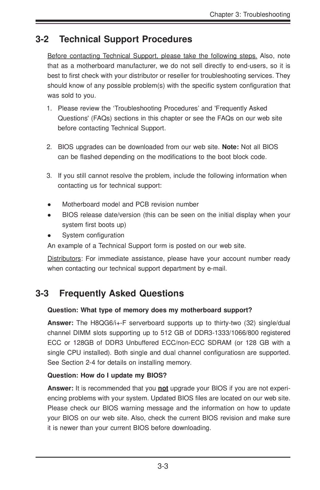 SUPER MICRO Computer H8QG6+-F Technical Support Procedures, Frequently Asked Questions, Question How do I update my BIOS? 