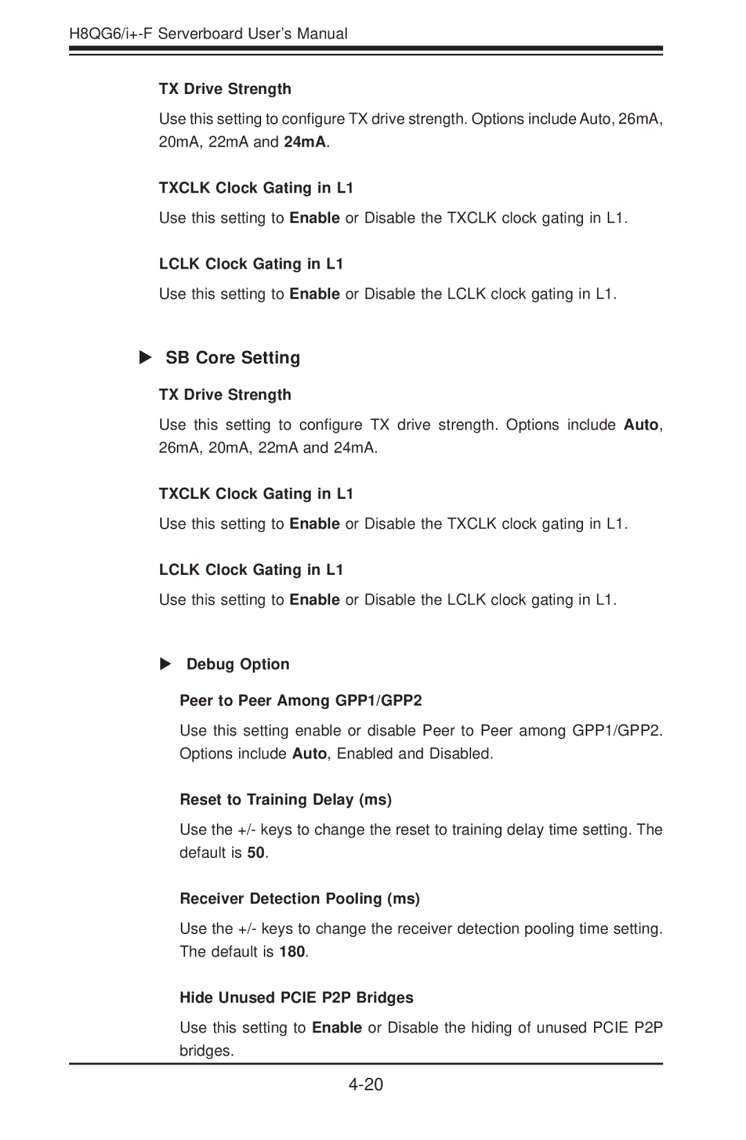 SUPER MICRO Computer H8QGI+-F, H8QG6+-F user manual SB Core Setting 