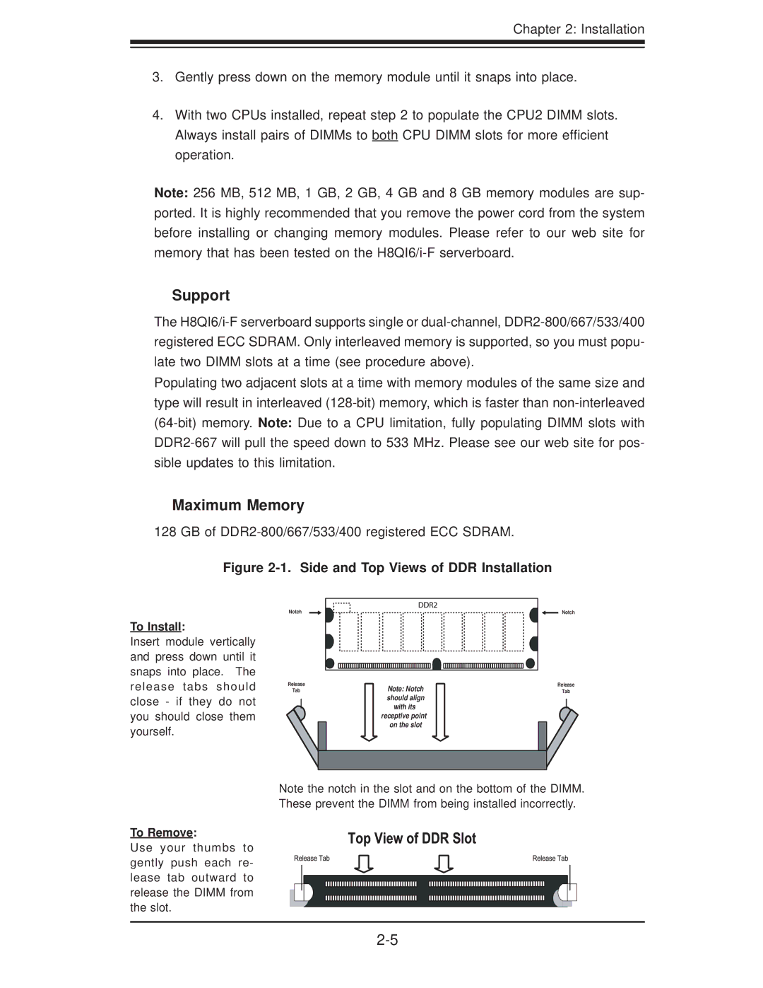 SUPER MICRO Computer H8QI6-F, H8QII-F user manual Support, Maximum Memory 