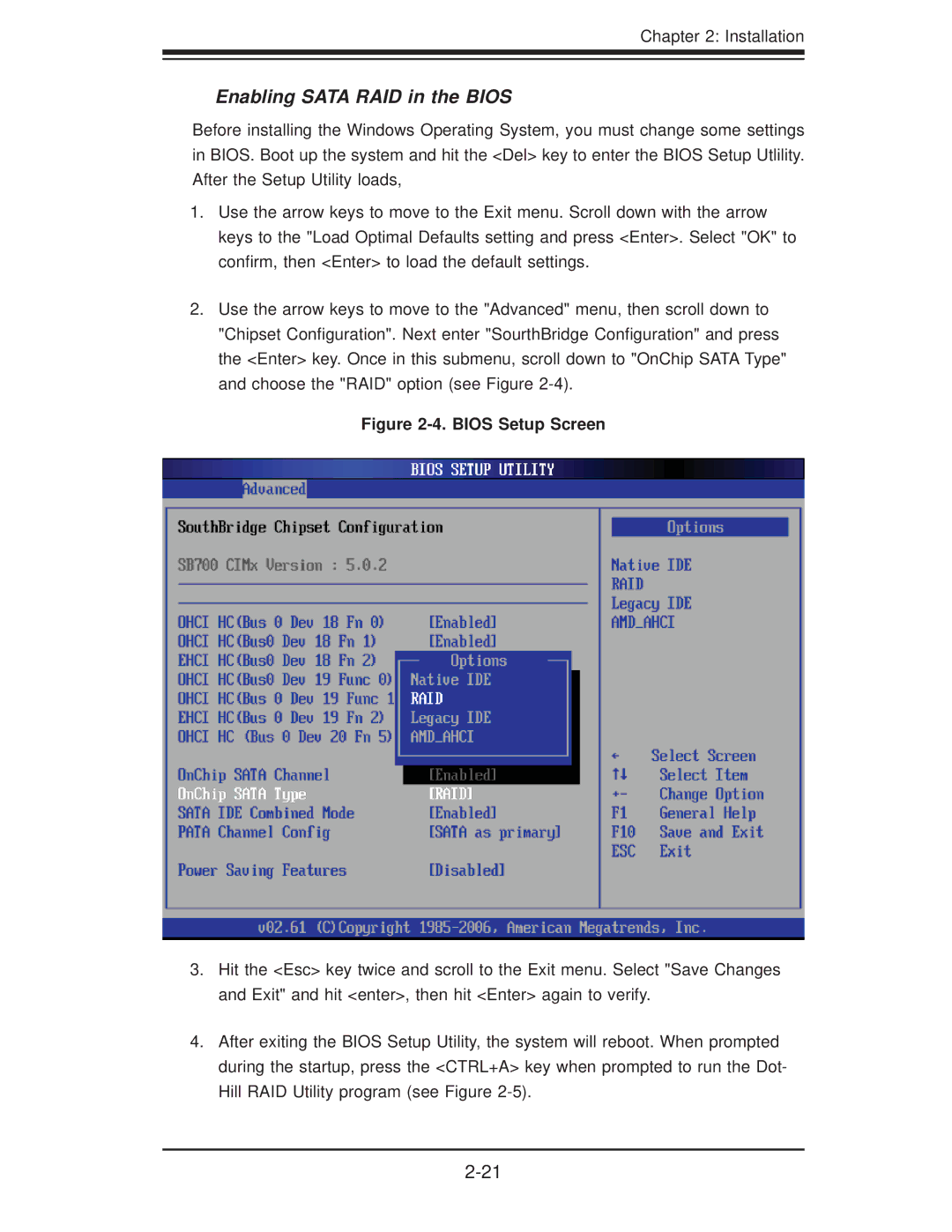 SUPER MICRO Computer H8QI6-F, H8QII-F user manual Enabling Sata RAID in the Bios 