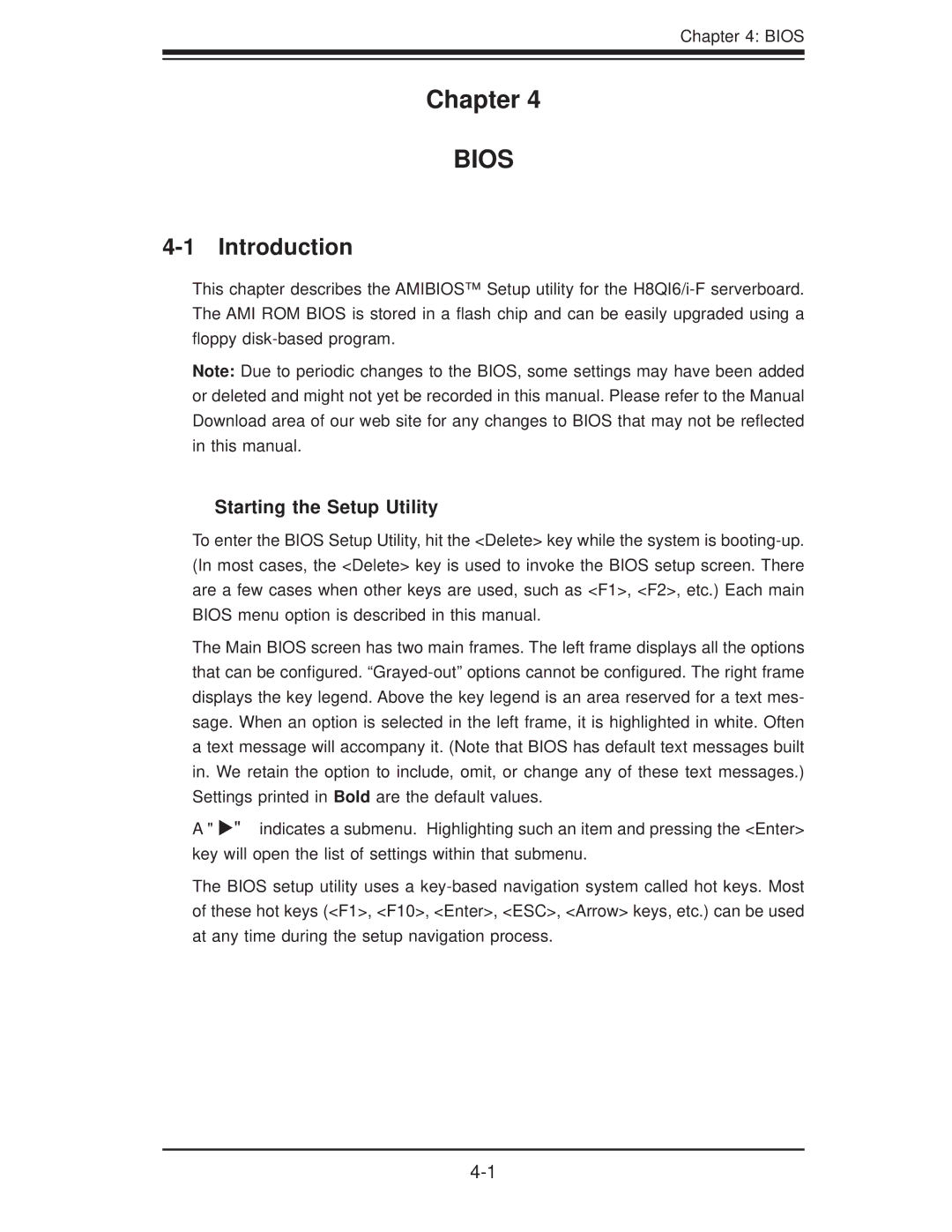 SUPER MICRO Computer H8QI6-F, H8QII-F user manual Introduction, Starting the Setup Utility 