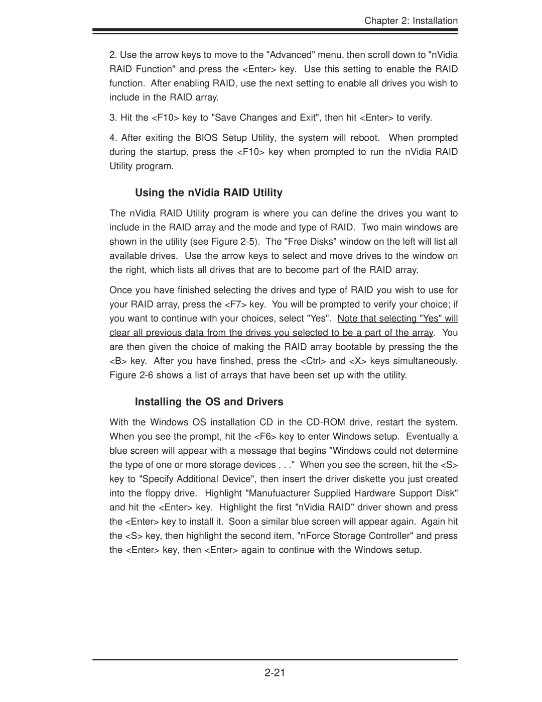 SUPER MICRO Computer H8QM3-2 user manual Using the nVidia RAID Utility, Installing the OS and Drivers 