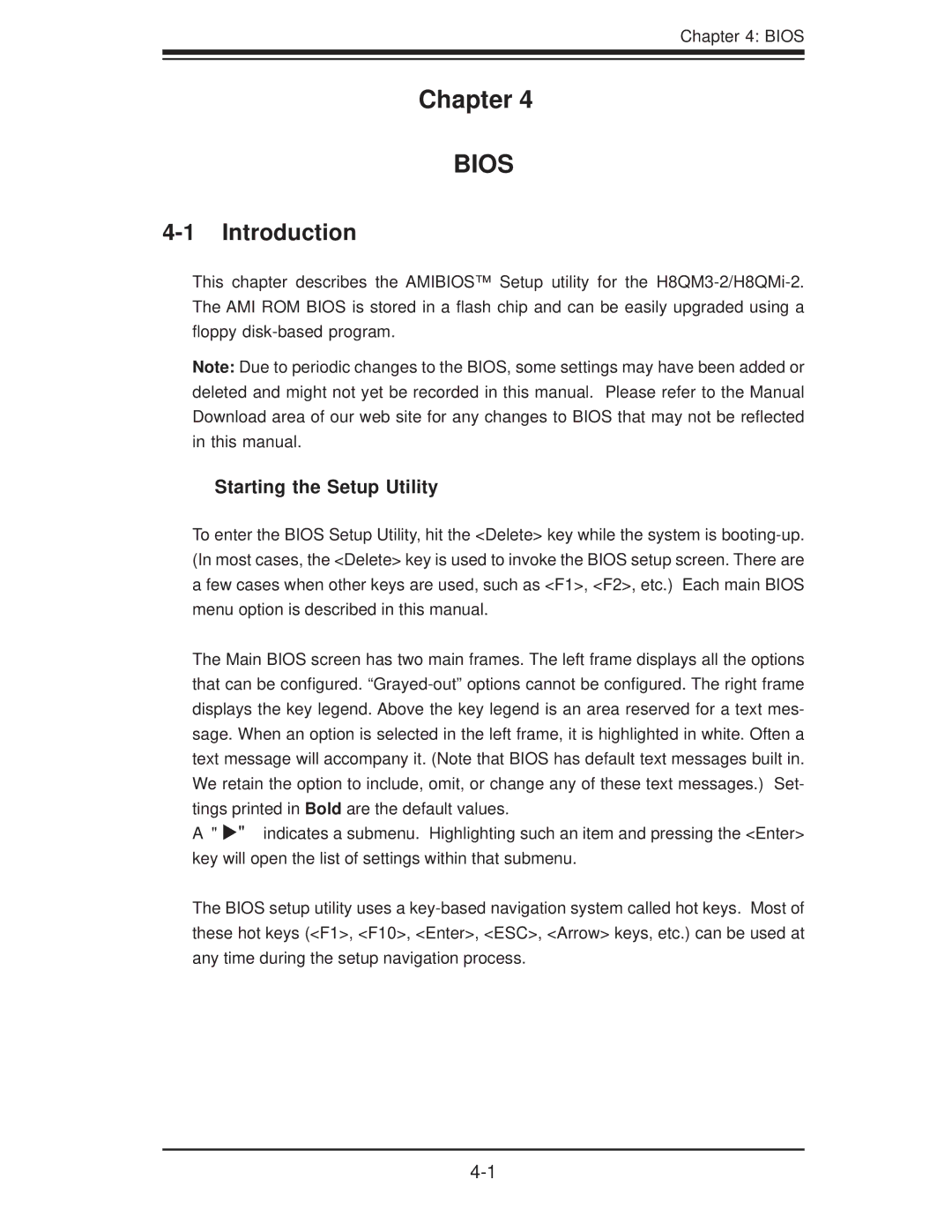 SUPER MICRO Computer H8QM3-2 user manual Introduction, Starting the Setup Utility 