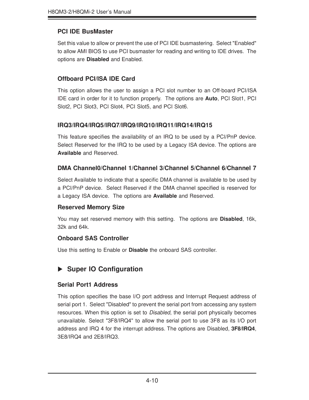 SUPER MICRO Computer H8QM3-2 user manual Super IO Conﬁguration 