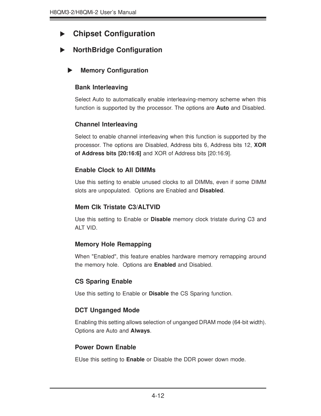 SUPER MICRO Computer H8QM3-2 user manual Chipset Conﬁguration, NorthBridge Conﬁguration 