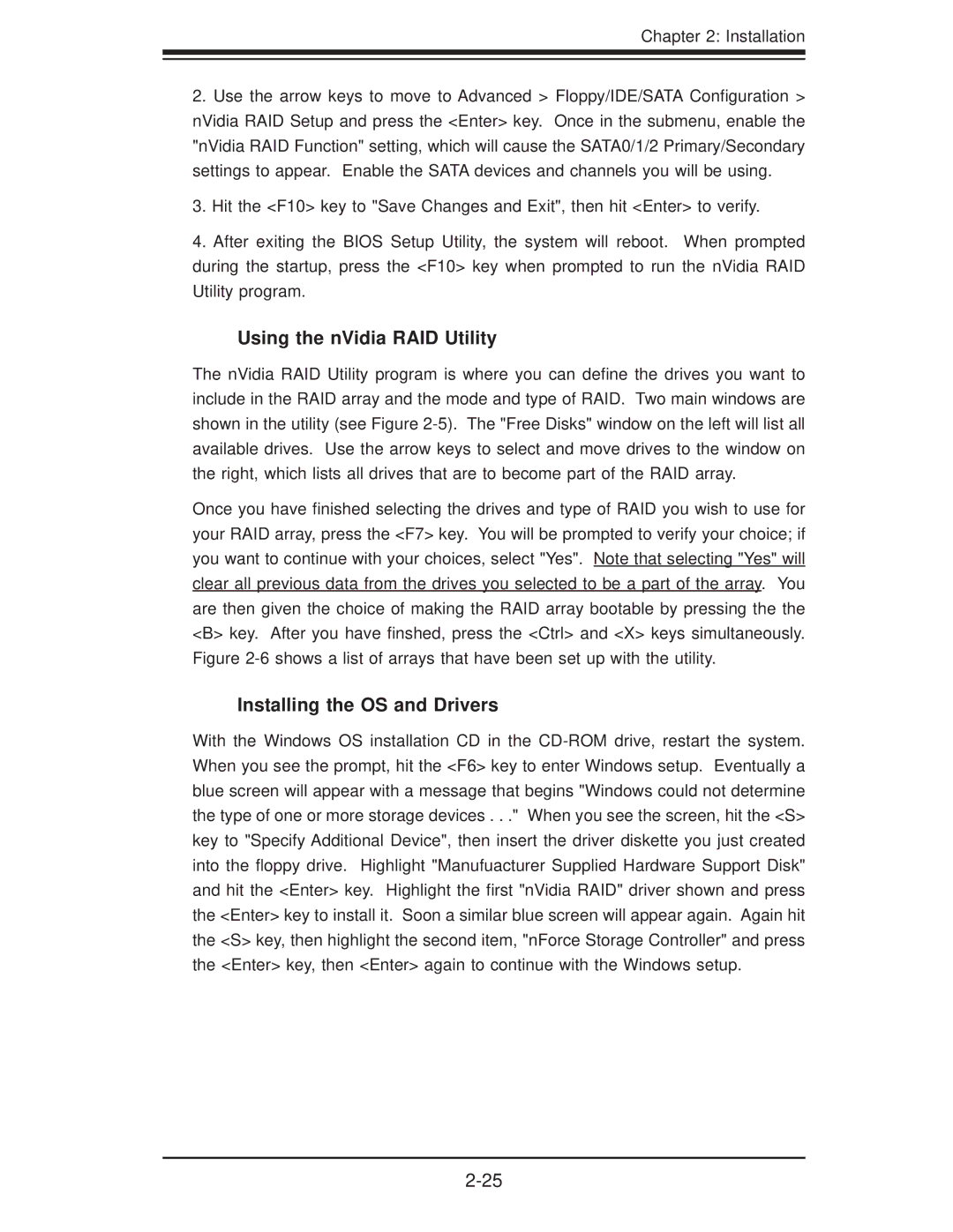 SUPER MICRO Computer H8QM8-2, H8QME-2 user manual Using the nVidia RAID Utility, Installing the OS and Drivers 