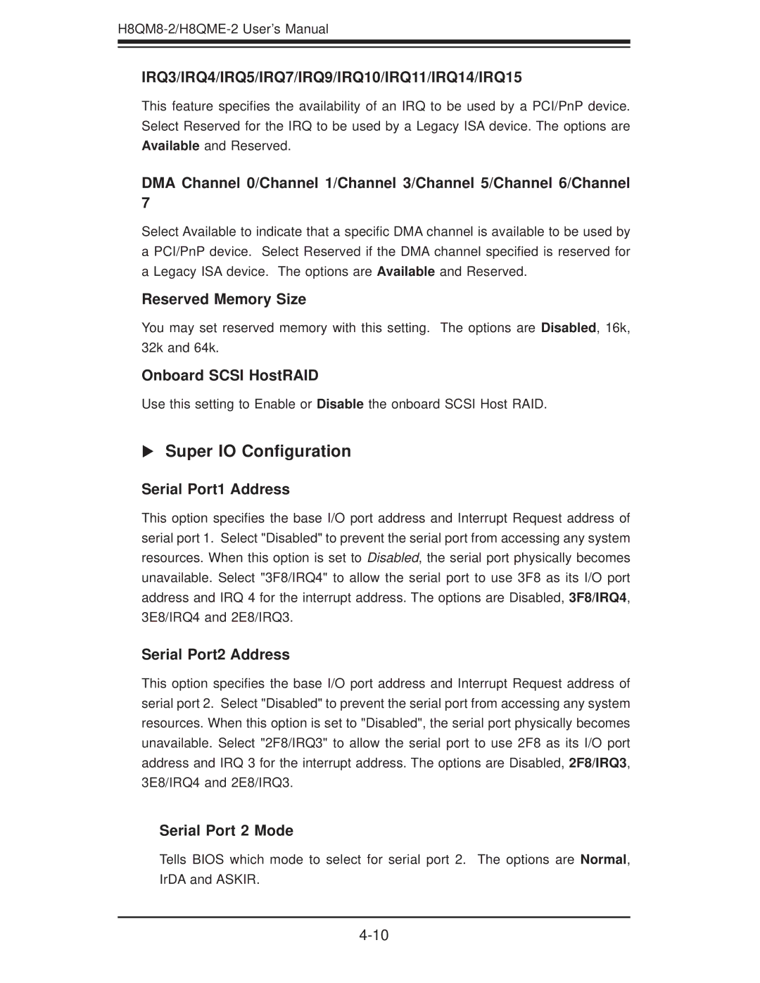 SUPER MICRO Computer H8QME-2, H8QM8-2 user manual Super IO Conﬁguration 