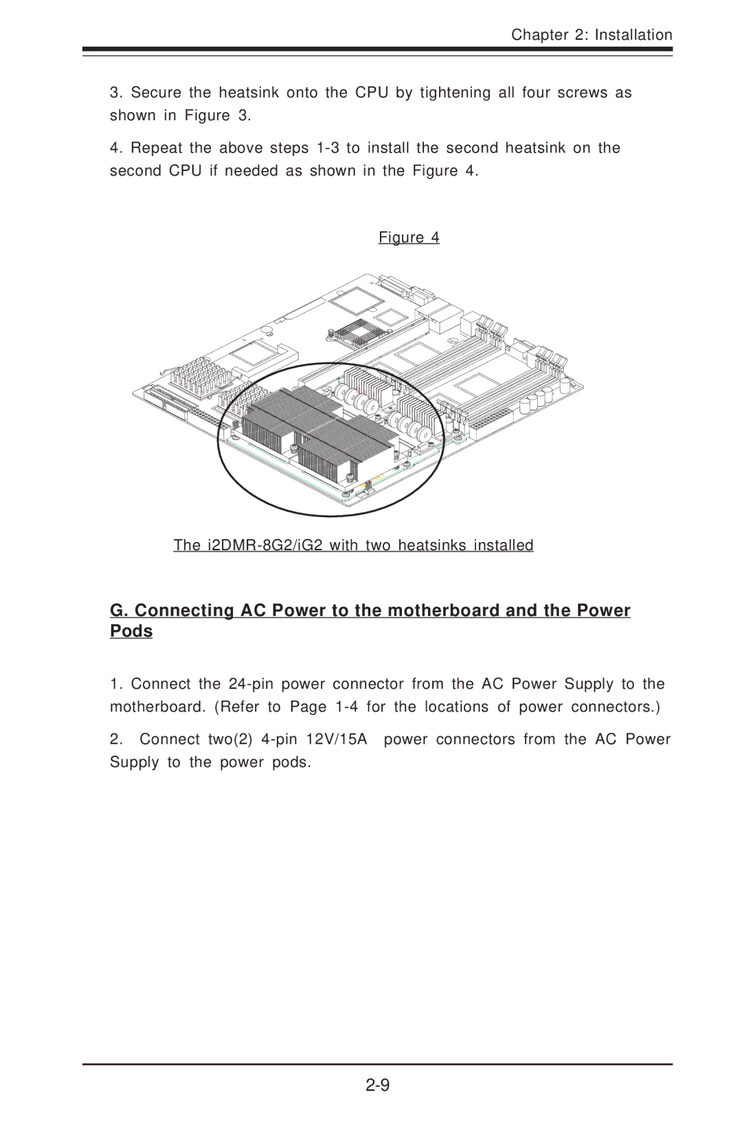 SUPER MICRO Computer I2DMR-8G2 user manual Connecting AC Power to the motherboard and the Power Pods 