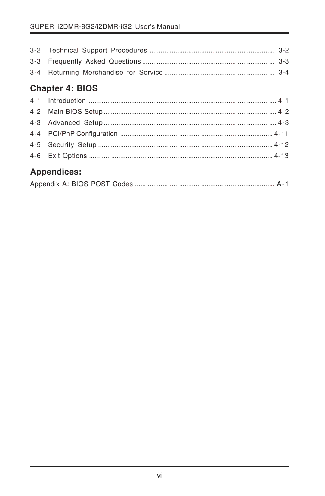 SUPER MICRO Computer I2DMR-8G2 user manual Bios, Appendices 