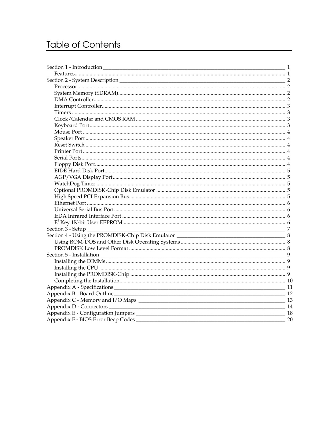 SUPER MICRO Computer IRV-3702 user manual Table of Contents 