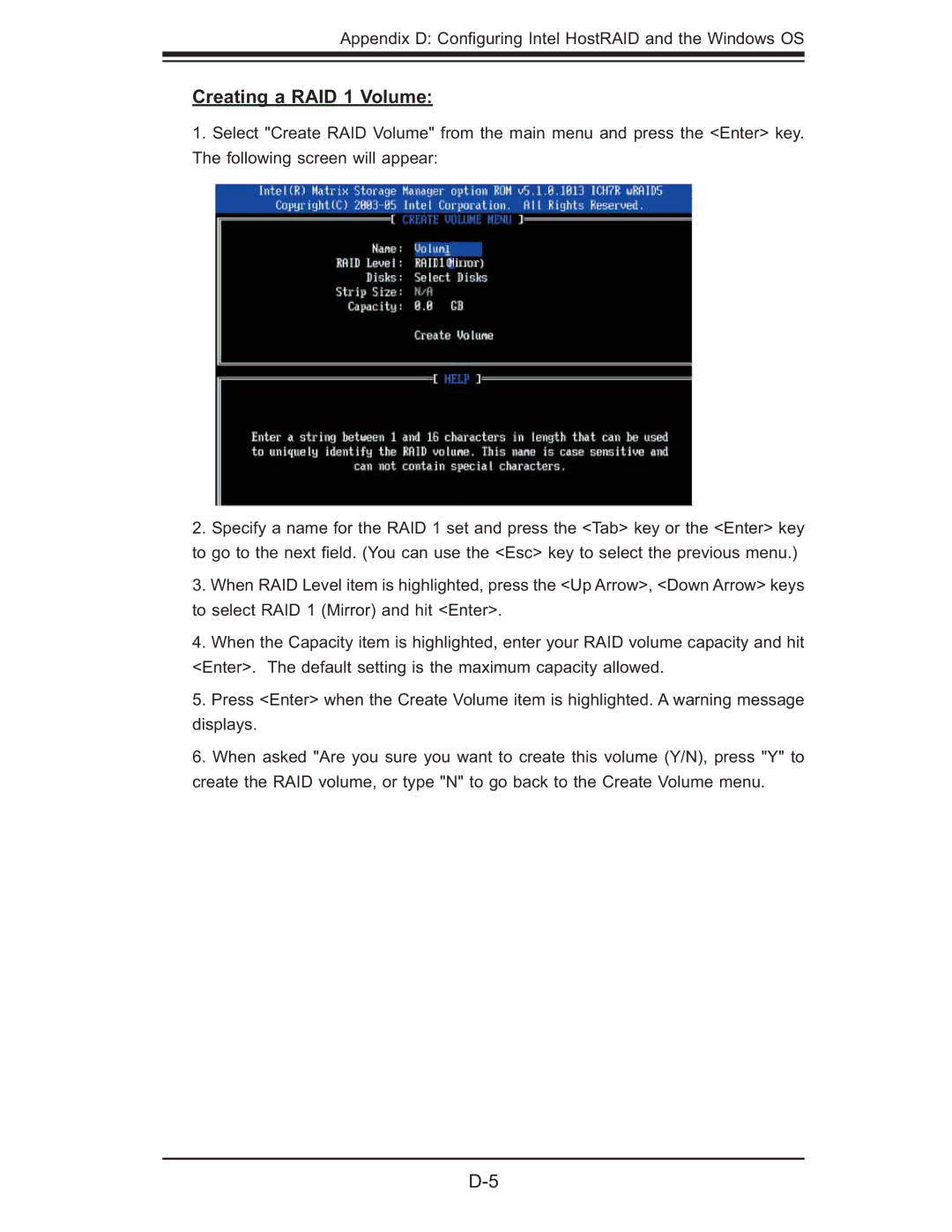 SUPER MICRO Computer MBDX7DA3O user manual Creating a RAID 1 Volume 