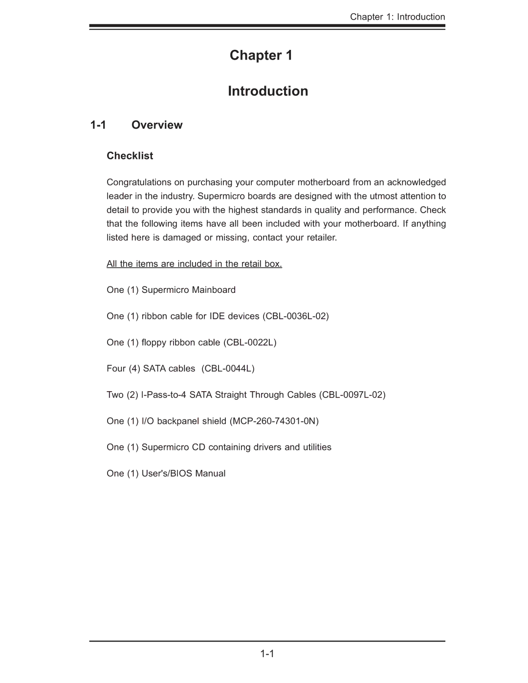 SUPER MICRO Computer MBDX7DA3O user manual Overview, Checklist 