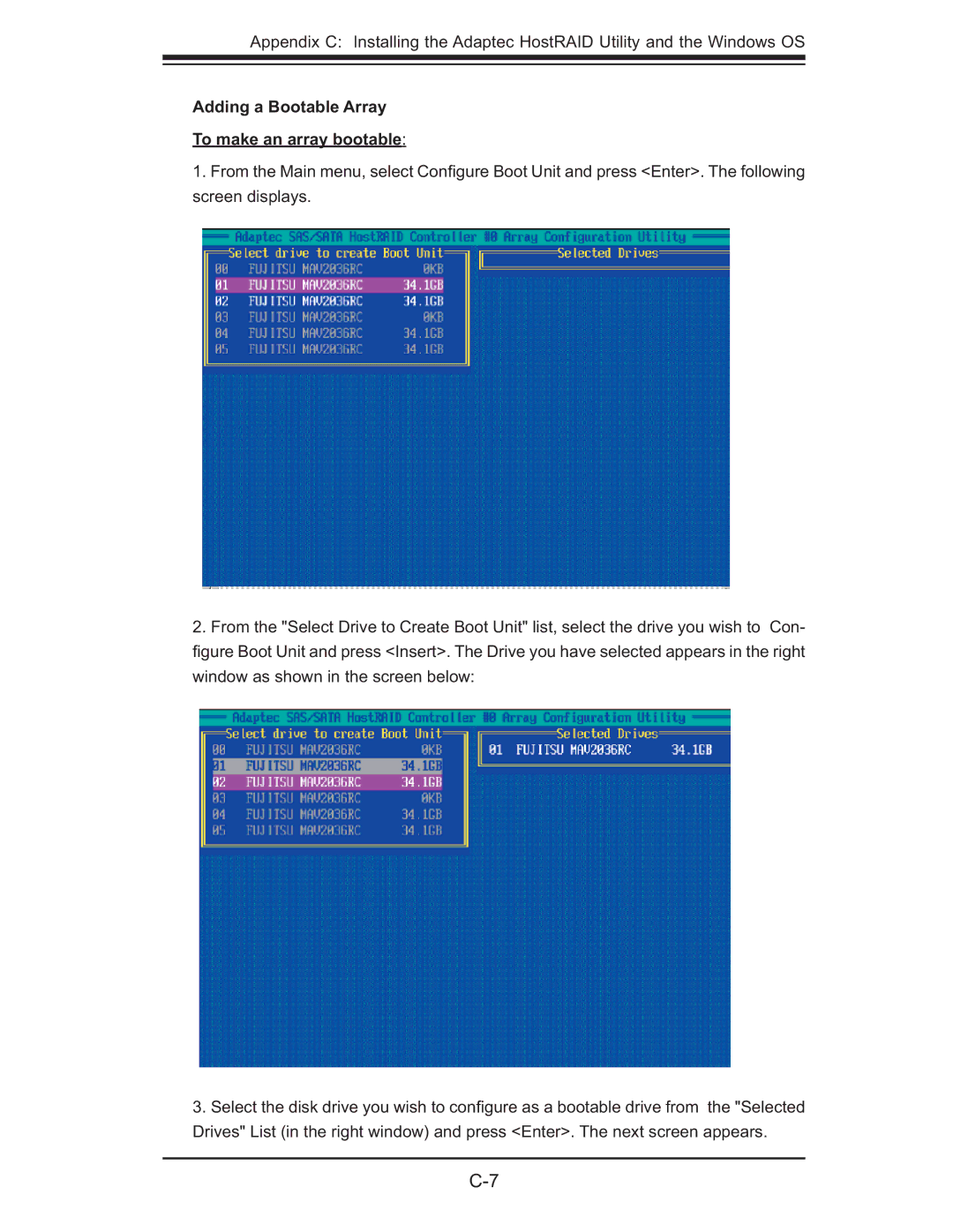 SUPER MICRO Computer MBDX7DA3O user manual Adding a Bootable Array To make an array bootable 