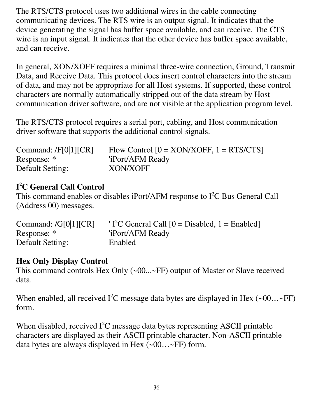 SUPER MICRO Computer MIIC-203 manual I2C General Call Control, Hex Only Display Control 