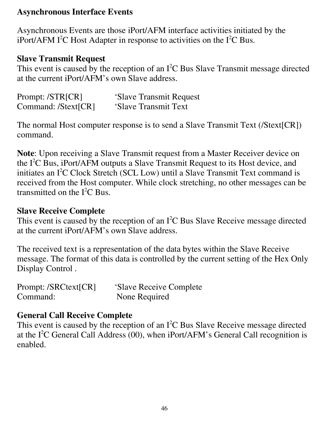 SUPER MICRO Computer MIIC-203 manual Asynchronous Interface Events, Slave Transmit Request, Slave Receive Complete 