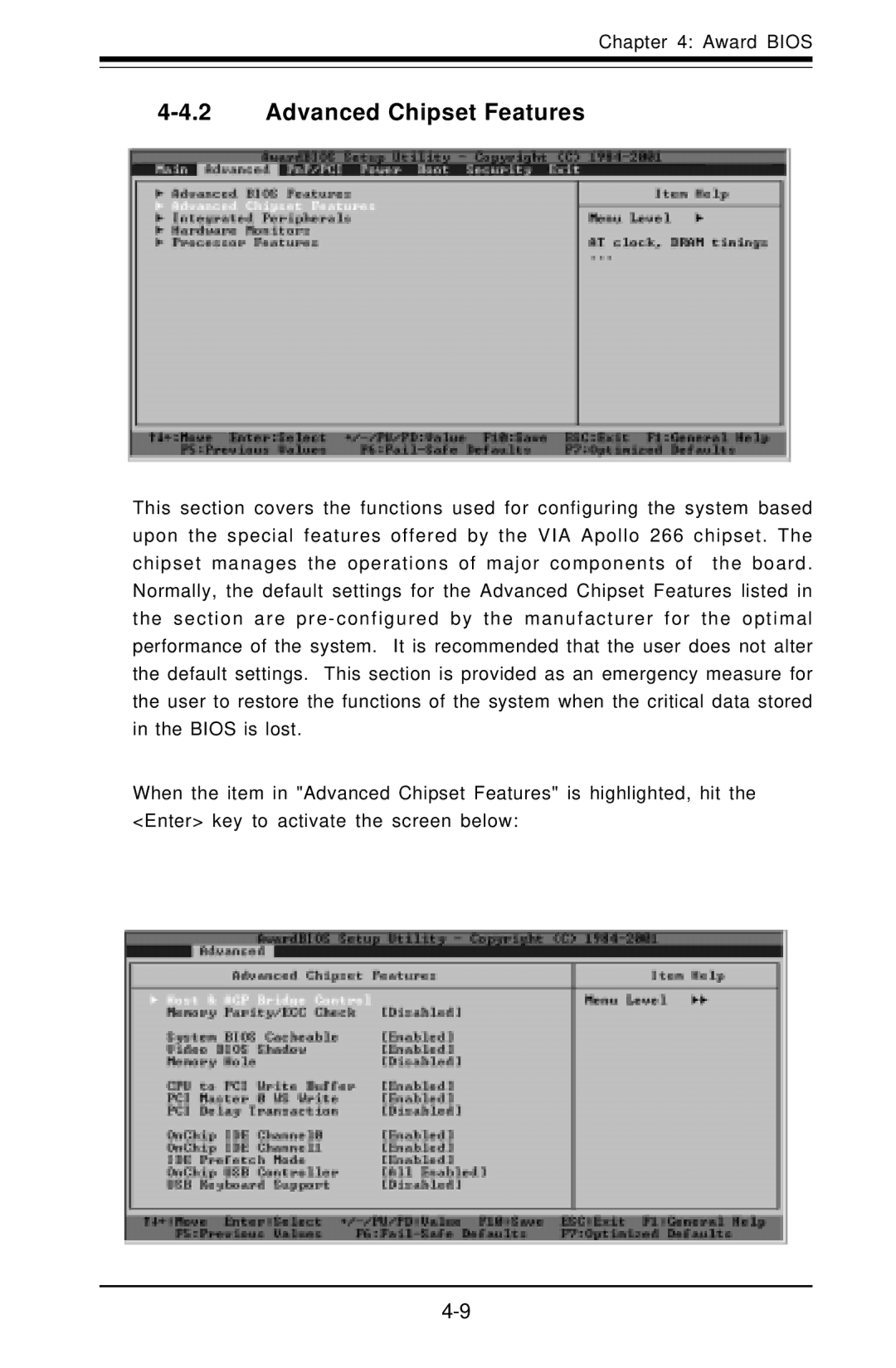 SUPER MICRO Computer SUPER, P3TDDR user manual Advanced Chipset Features 